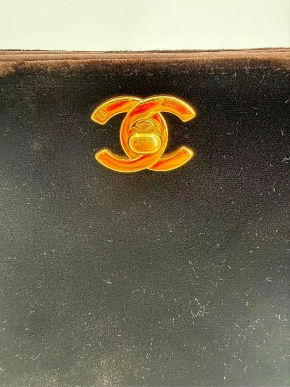 Chanel Velvet Handbag Brown